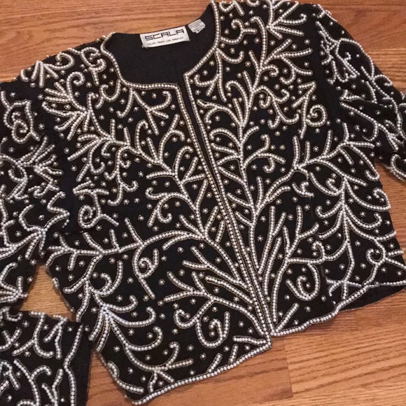 Scala Jackets & Blazers - 🍋Scala Silk Beaded cropped jacket blazer prom